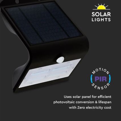 Aplique solar LED con sensor LED/3W/3,7V 3000/4000K IP65 negro