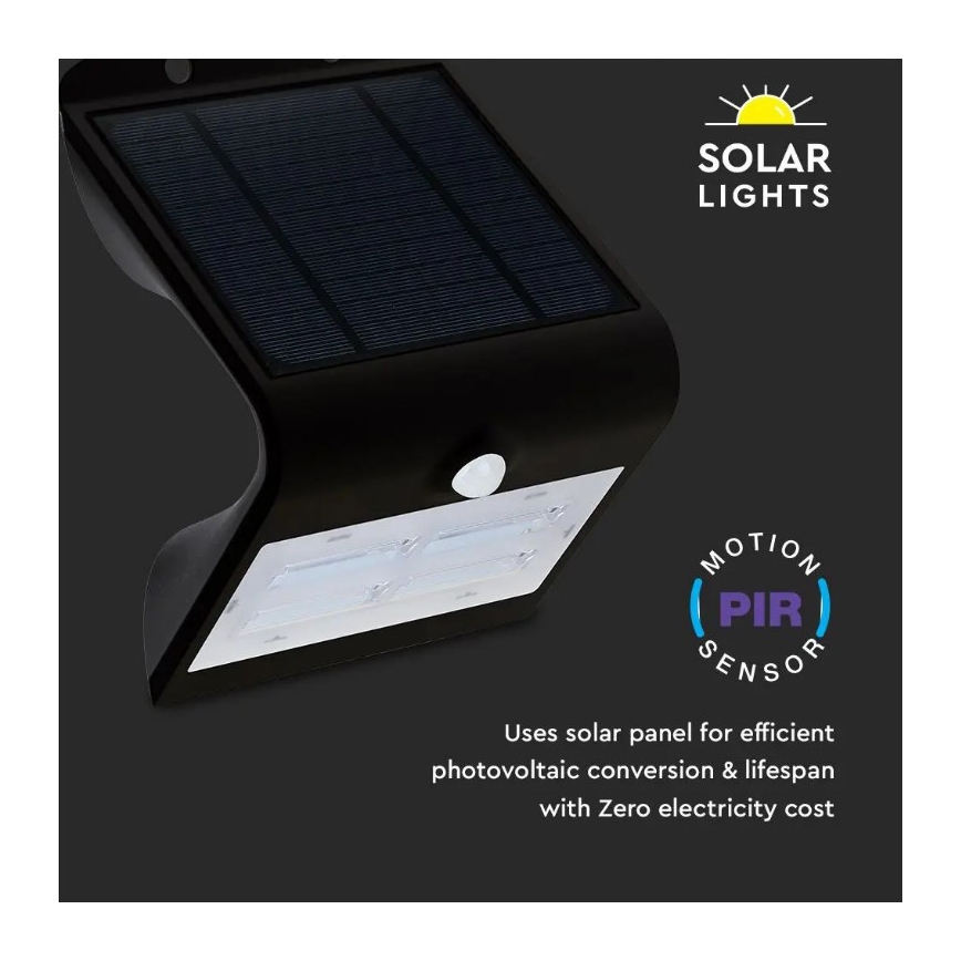 Aplique solar LED con sensor LED/3W/3,7V 3000/4000K IP65 negro