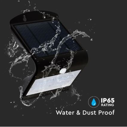 Aplique solar LED con sensor LED/3W/3,7V 3000/4000K IP65 negro