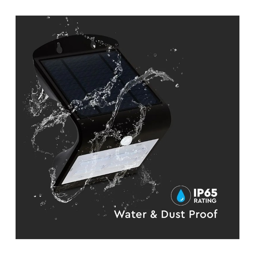 Aplique solar LED con sensor LED/3W/3,7V 3000/4000K IP65 negro