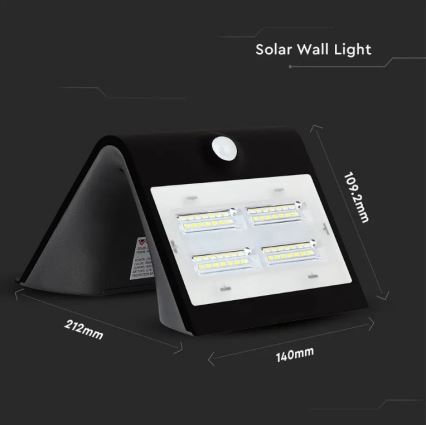 Aplique solar LED con sensor LED/3W/3,7V 3000/4000K IP65 negro