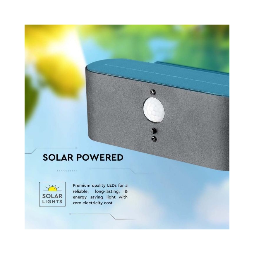 Aplique solar LED de exterior con sensor LED/2,5W/3,7V 3000K IP54 2000 mAh