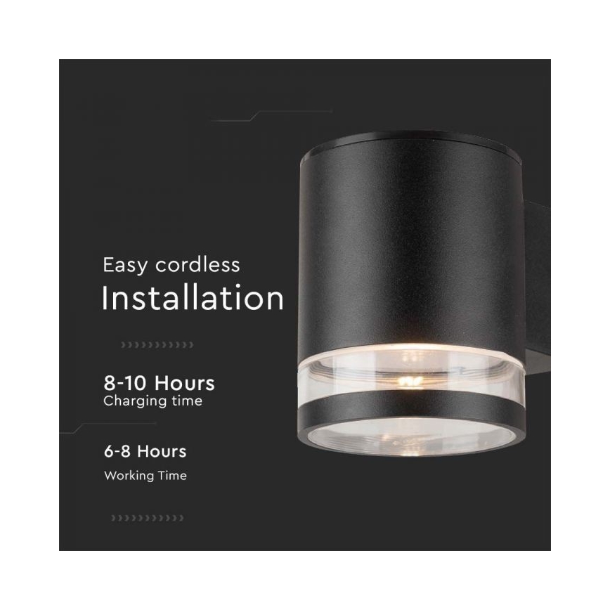Aplique solar LED de exterior LED/1W/3,7V 3000K IP54 1200 mAh negro