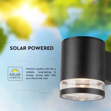 Aplique solar LED de exterior LED/1W/3,7V 3000K IP54 1200 mAh negro