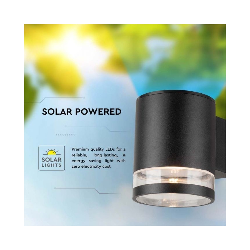 Aplique solar LED de exterior LED/1W/3,7V 3000K IP54 1200 mAh negro