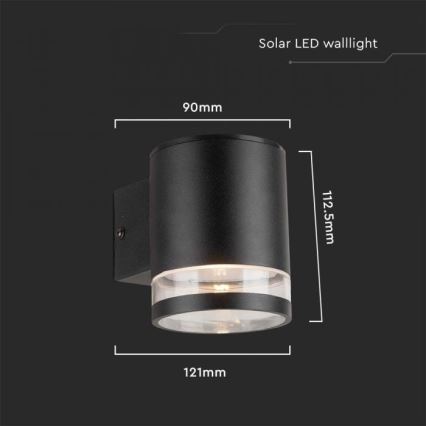 Aplique solar LED de exterior LED/1W/3,7V 3000K IP54 1200 mAh negro