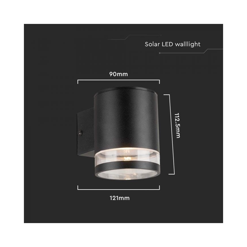 Aplique solar LED de exterior LED/1W/3,7V 3000K IP54 1200 mAh negro