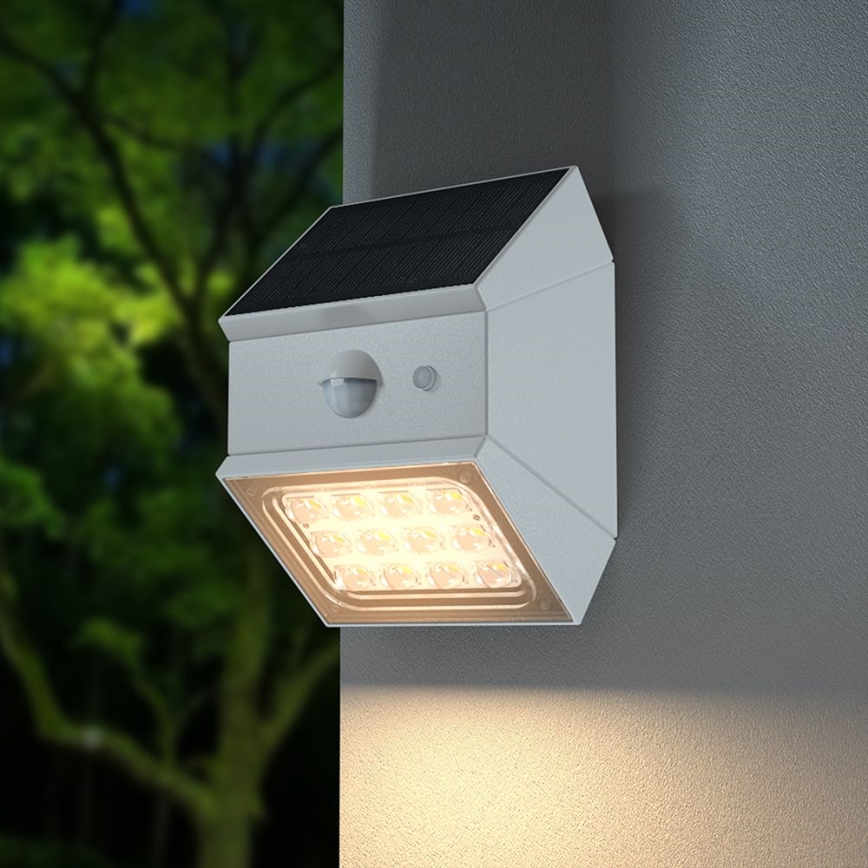 LED Aplique solar de pared con sensor LED/2,5W/3,7V 3000/4000/6000K IP65 1200 mAh blanco