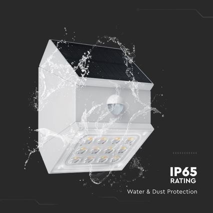 LED Aplique solar de pared con sensor LED/2,5W/3,7V 3000/4000/6000K IP65 1200 mAh blanco