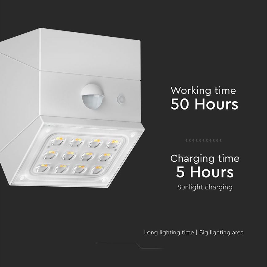 LED Aplique solar de pared con sensor LED/2,5W/3,7V 3000/4000/6000K IP65 1200 mAh blanco