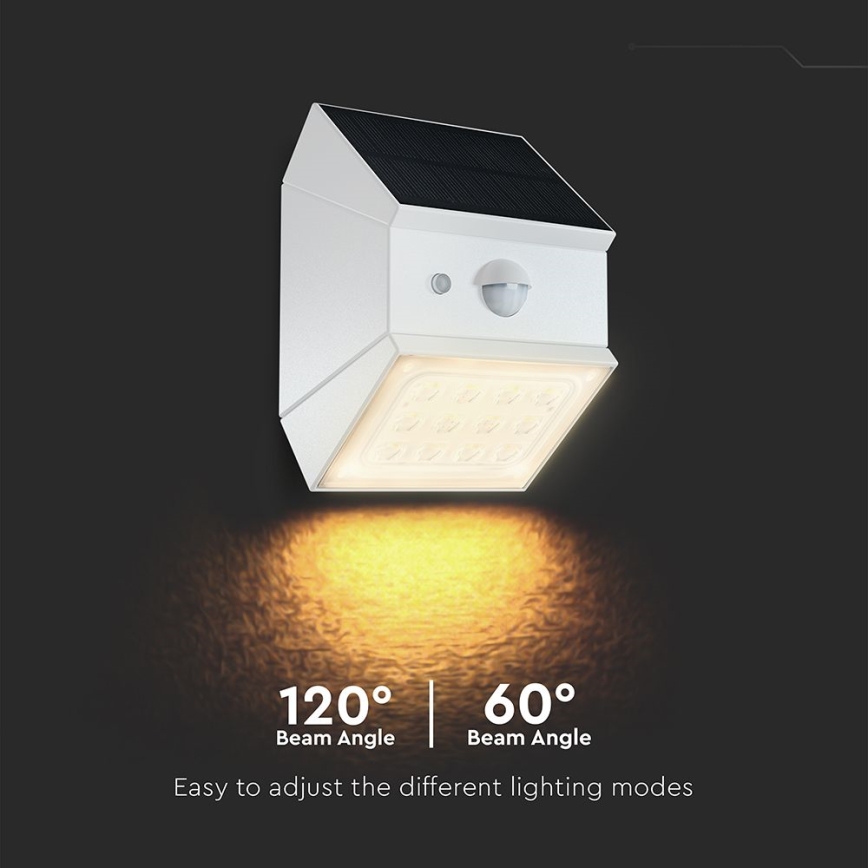 LED Aplique solar de pared con sensor LED/2,5W/3,7V 3000/4000/6000K IP65 1200 mAh blanco