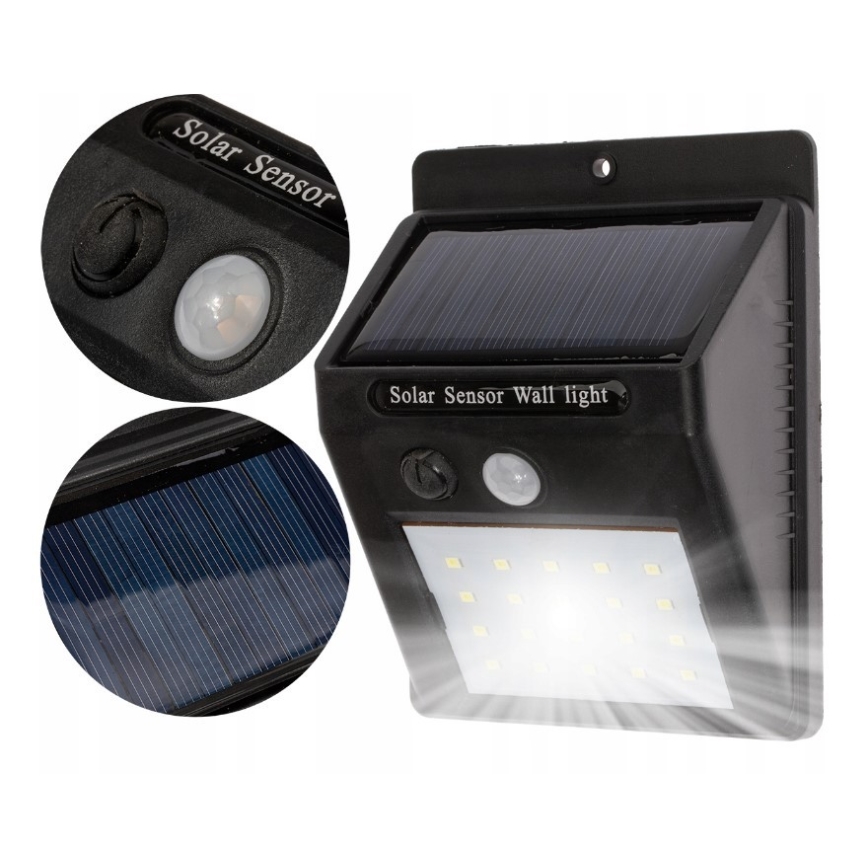 Aplique solar LED de pared con sensor LED/0,55W/3,7V 1200 mAh IP65