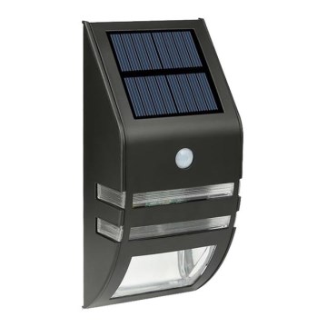 Aplique solar LED de pared con sensor LED/3,7V 500 mAh IP44 negro
