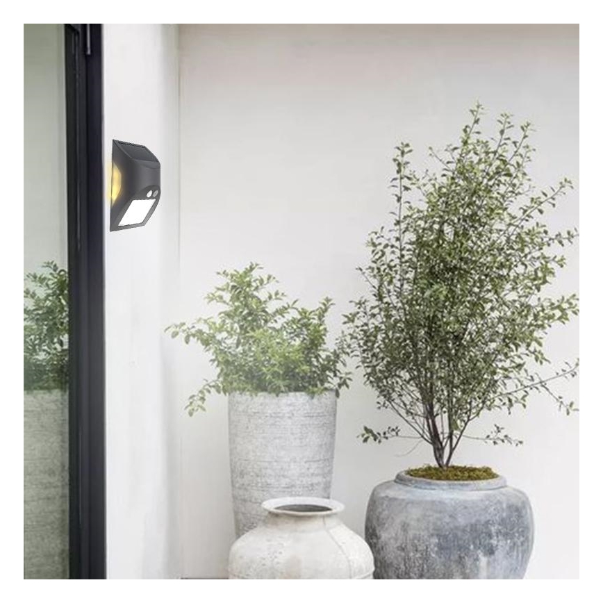 Aplique solar de pared LED con sensor LED/3W/3,7V 3000/4000K 1200 mAh IP54 antracita