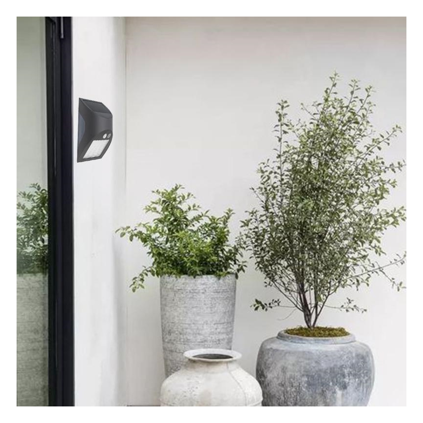 Aplique solar de pared LED con sensor LED/3W/3,7V 3000/4000K 1200 mAh IP54 antracita