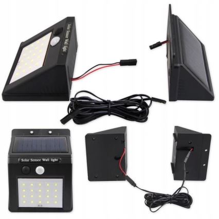 Aplique solar de pared LED con sensor y panel externo LED/0,55W/3,7V 1200 mAh IP44
