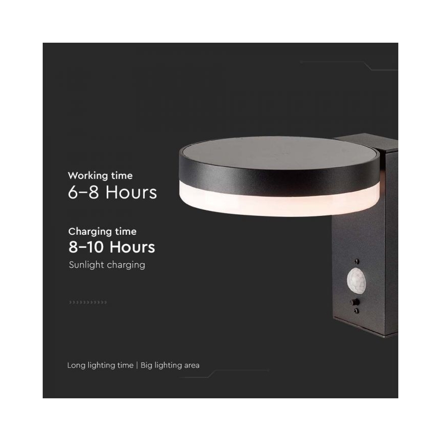 Aplique solar LED de pared para exterior con sensor LED/5,5W/3,7V 3000K IP54 2000 mAh