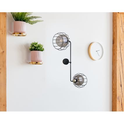 Aplique SOLO BLACK 2xE27/60W/230V negro/dorado