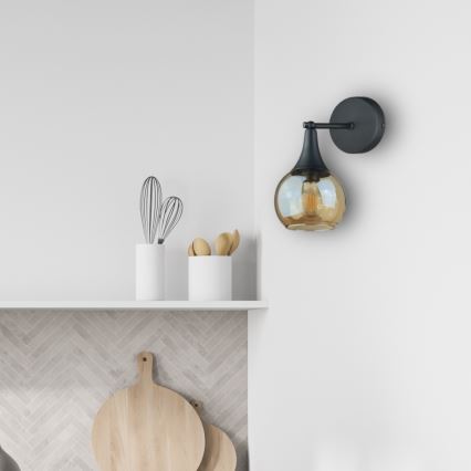 Aplique STAR 1xE27/60W/230V negro/beige ahumado