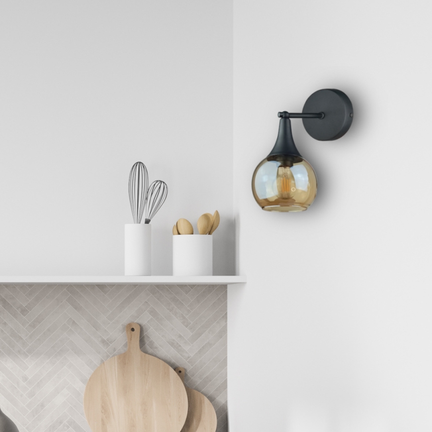 Aplique STAR 1xE27/60W/230V negro/beige ahumado