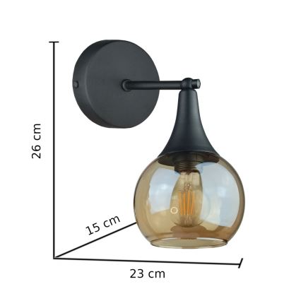 Aplique STAR 1xE27/60W/230V negro/beige ahumado