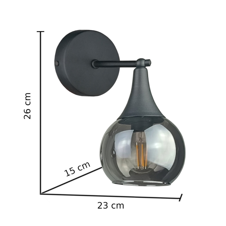 Aplique STAR 1xE27/60W/230V negro/negro ahumado