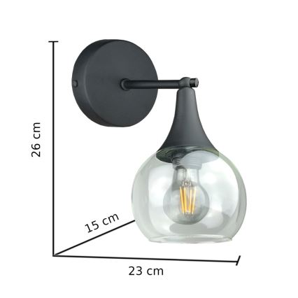 Aplique STAR 1xE27/60W/230V negro/transparente