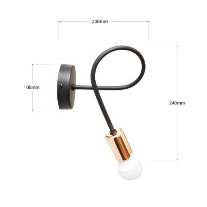 Aplique TUBE 1xE27/15W/230V negro