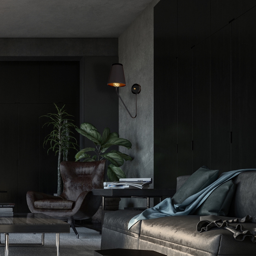 Aplique VICTORIA 1xE27/60W/230V negro