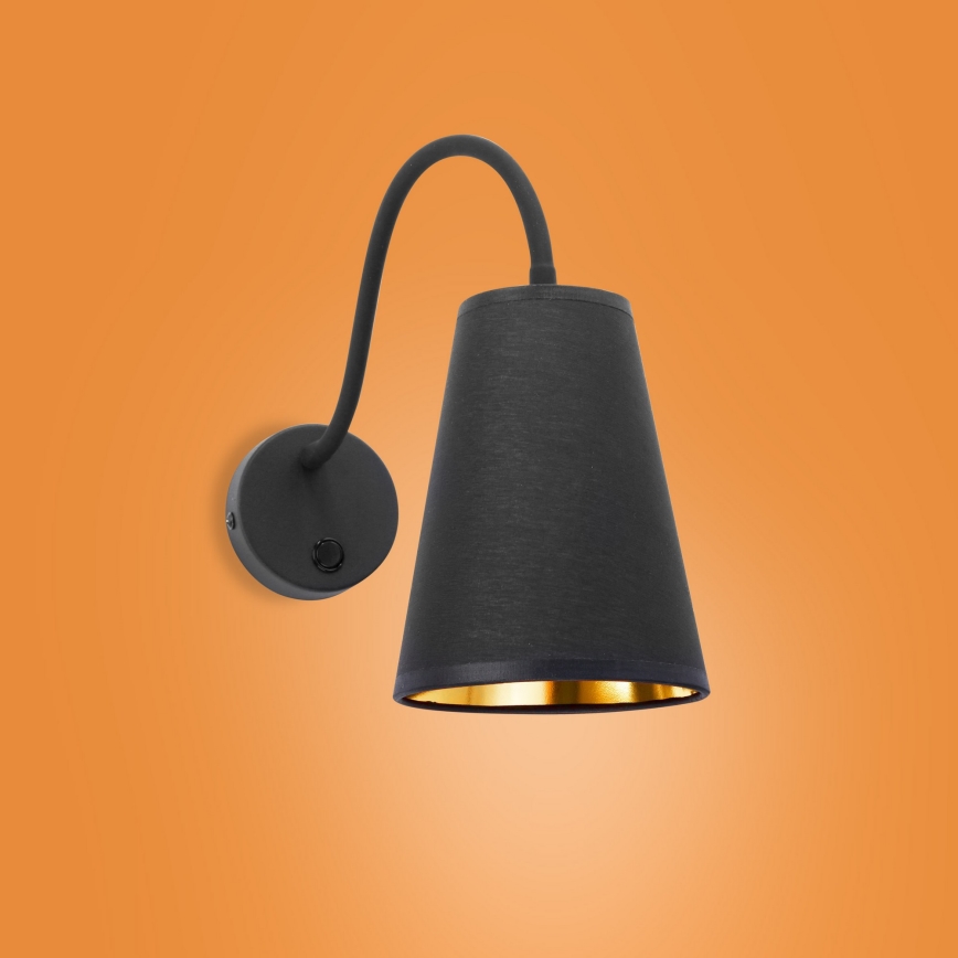 Aplique WIRE 1xE27/15W/230V negro/dorado