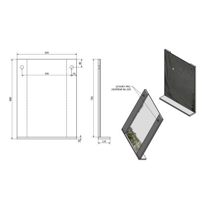 Aqualine - Espejo BETA 60x80 cm blanco