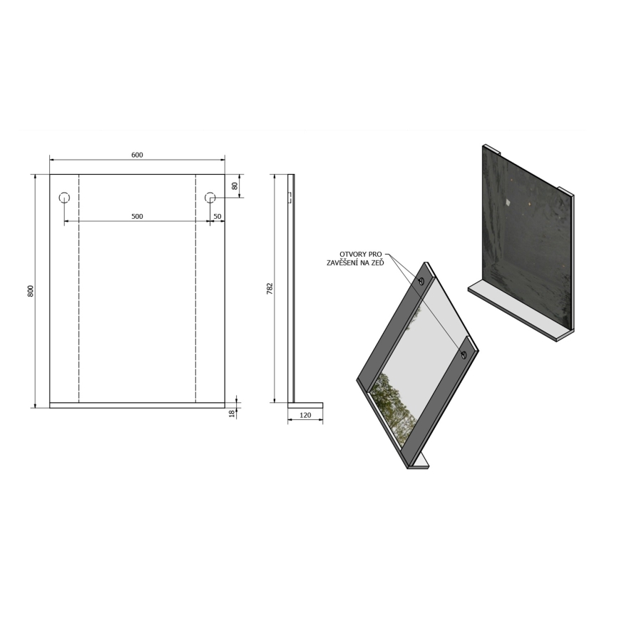 Aqualine - Espejo BETA 60x80 cm blanco