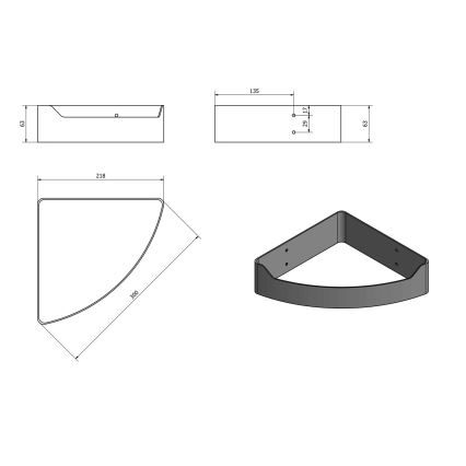 Aqualine - Estante esquinero de ducha SAMBA 21,8x30 cm negro