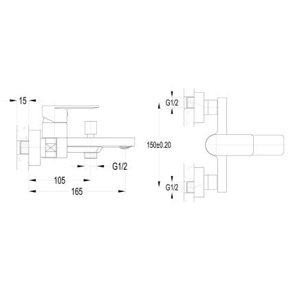 Aqualine - Grifo de bañera DAPHNE cromo brillante
