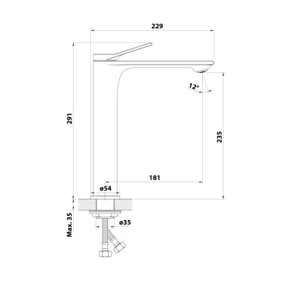 Aqualine - Grifo de lavabo BOLERO 29 cm, cromo brillante