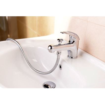 Aqualine - Grifo de lavabo KASIOPEA con desviador, 17 cm, acabado en cromo brillante