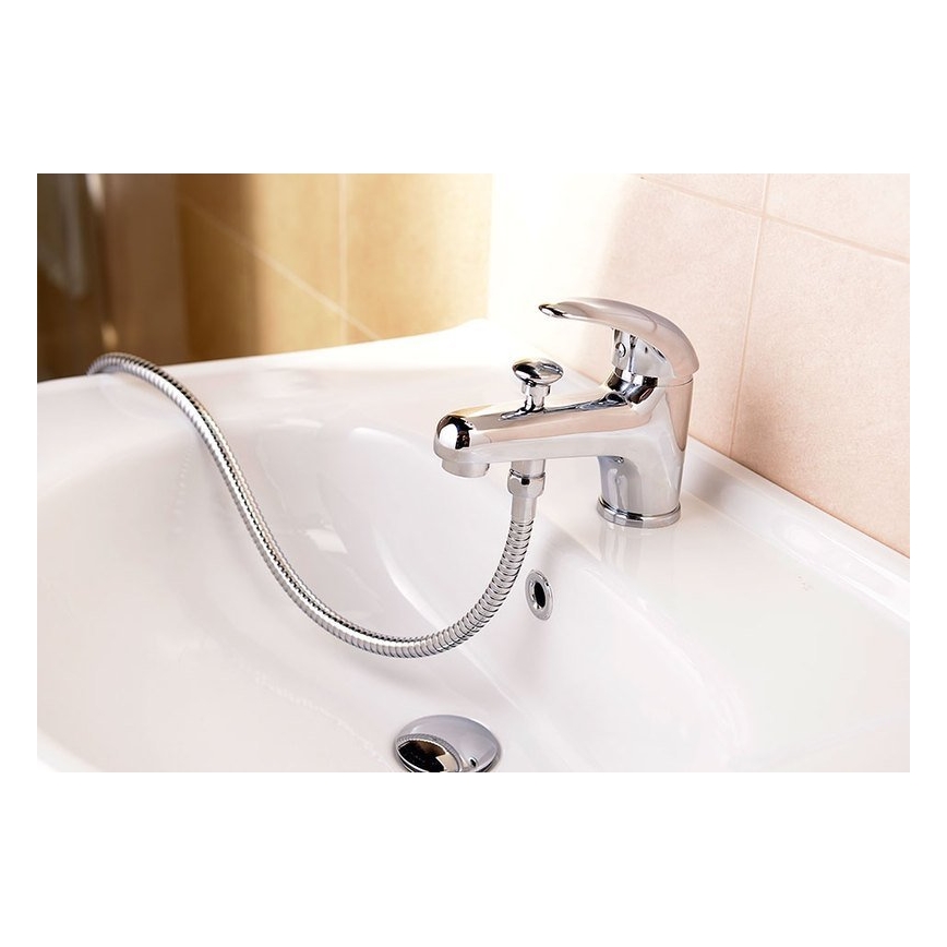 Aqualine - Grifo de lavabo KASIOPEA con desviador, 17 cm, acabado en cromo brillante