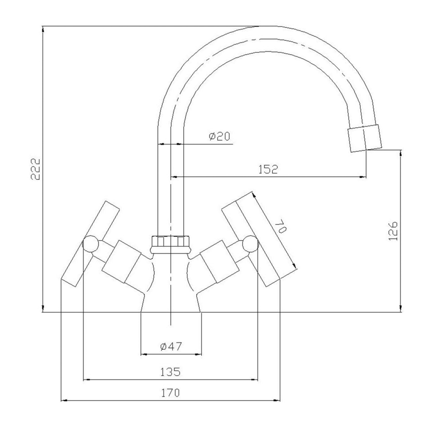 Aqualine - Grifo de lavabo XENIA 22,2 cm cromado brillante