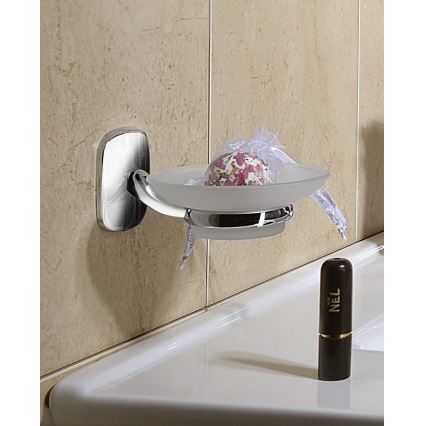 Aqualine - Jabonera de pared RUMBA blanco leche tarros/cromo brillante