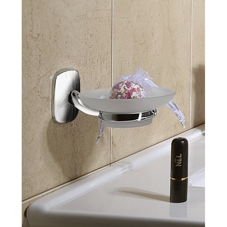 Aqualine - Jabonera de pared RUMBA blanco leche tarros/cromo brillante