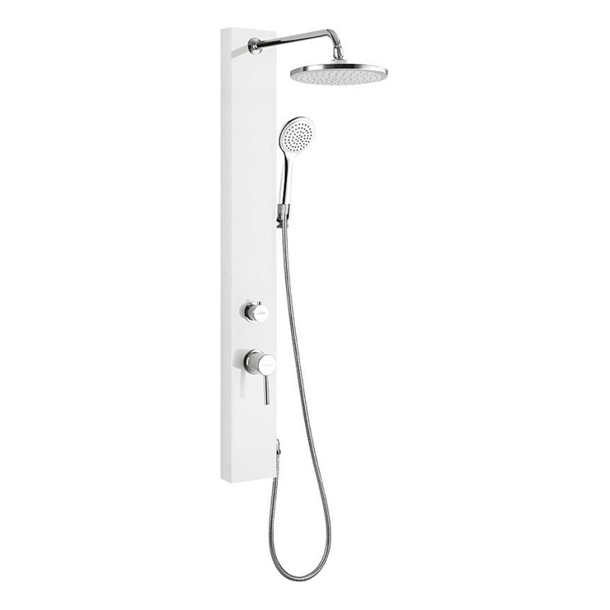 Aqualine - Juego de ducha con grifería FIGA blanco/cromo brillante