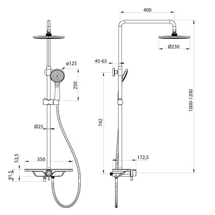 Aqualine - Juego de ducha con grifo ARONA en negro mate