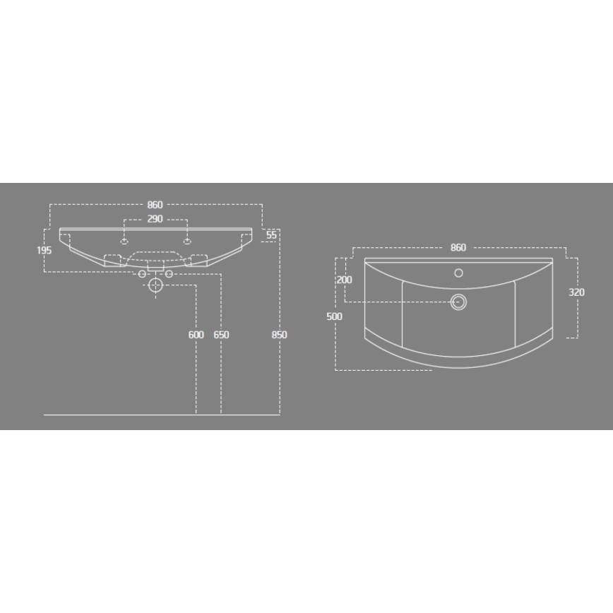 Aqualine - Lavabo empotrado ZERO 86x50 cm cerámica/blanco