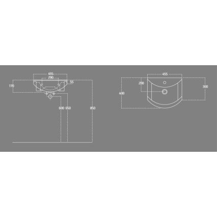 Aqualine - Lavabo encastrado ZERO 45,5x40 cm cerámica/blanca