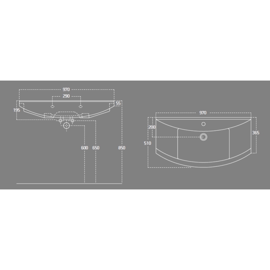 Aqualine - Lavabo encastrado ZERO 97x51 cm cerámica/blanco