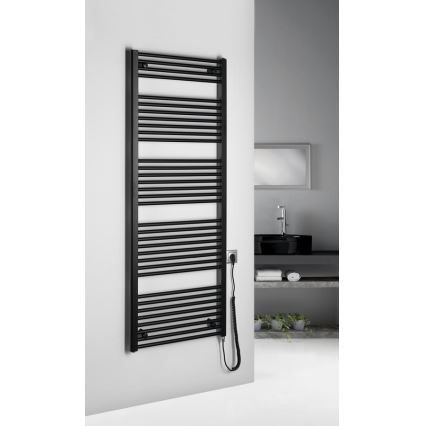 Aqualine - Radiador eléctrico de baño DIRECT-E 800W/230V 168 cm negro mate recto