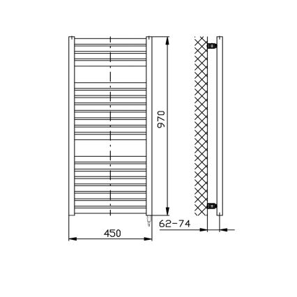 Aqualine - Radiador eléctrico de baño TONDI-E 300W/230V 97 cm negro mate recto