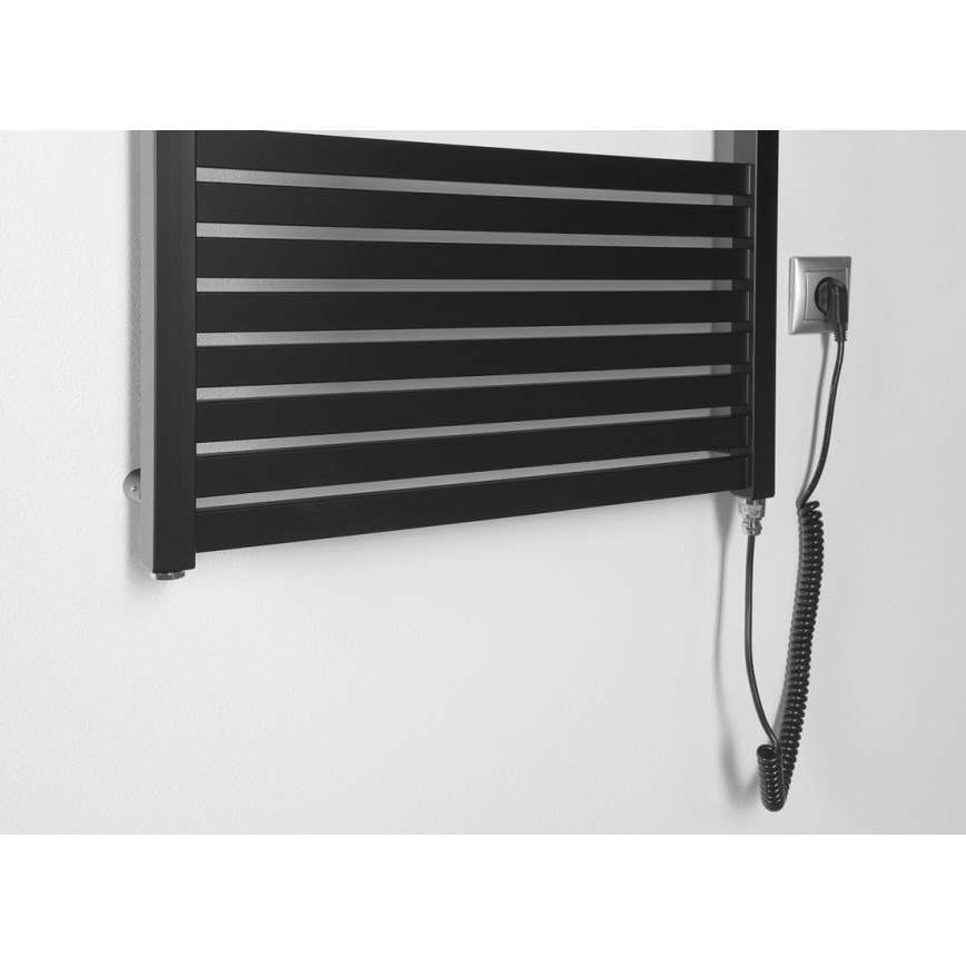 Aqualine - Radiador eléctrico para baño TONDI-E 600 W 169 x 45 cm negro mate
