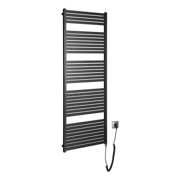 Aqualine - Radiador eléctrico para baño TONDI-E 800 W, 169 x 60 cm, negro mate