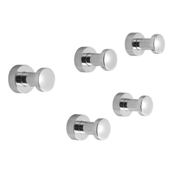 Aqualine - SET de 5x Gancho de pared SAMBA cromo brillante